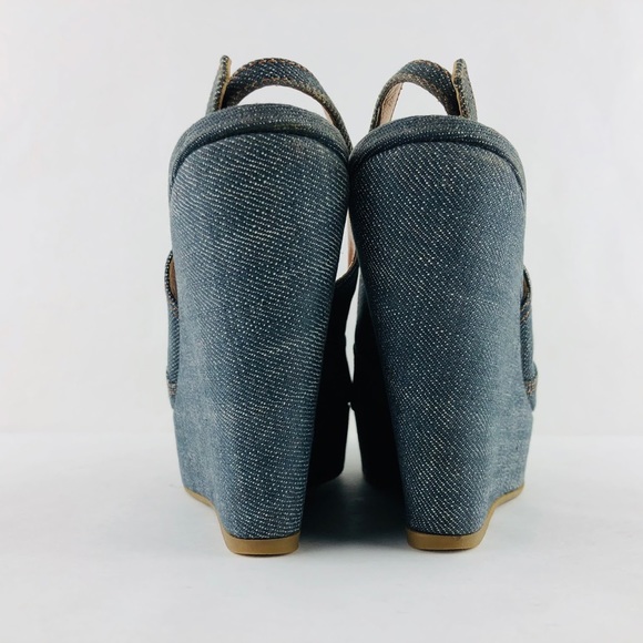 👋🏾SOLD👋🏾authentic ALAÏA blue demim wrapped platform wedges - Picture 4 of 8